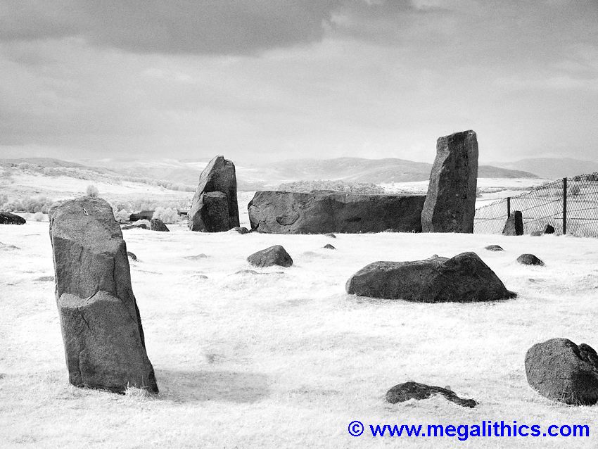 Tomnaverie recumbent stone circle from the NE - infrared